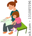 Illustration of a mother reading a book 131085596