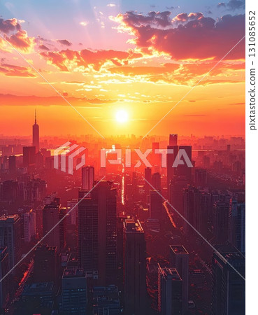 AI Image: Landscapes of big cities blurred by global warming 131085652