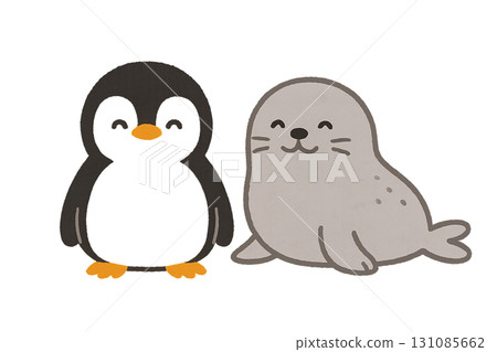 Penguin and seal illustration set 131085662