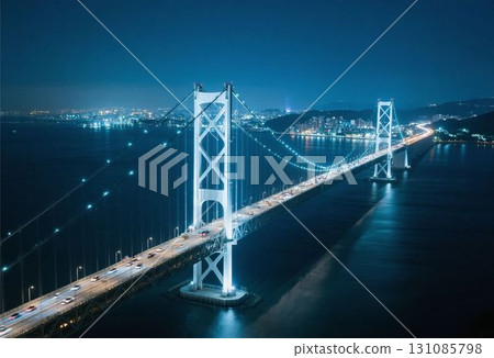 Illuminated bridge AI illustration 131085798