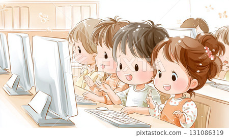 孩子們在上電腦課 孩子們在上電腦課 131086319