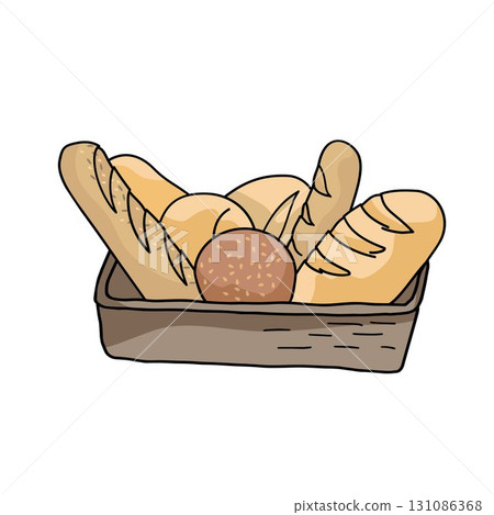 varios bread loaves in the basket varios bread loaves in the basket 131086368