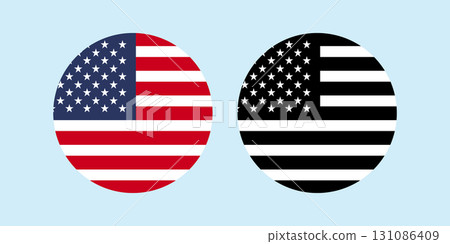 USA American Circular flag icons. Circle Button Icon of USA Flag. USA American Circular flag icons. Circle Button Icon of USA Flag. 131086409