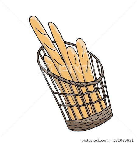 baguettes French bread in traditional basket baguettes French bread in traditional basket 131086651
