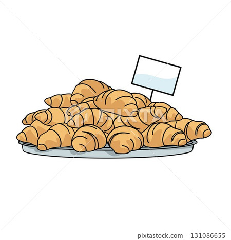 a plate full of croissants on white background color vector illustration 131086655