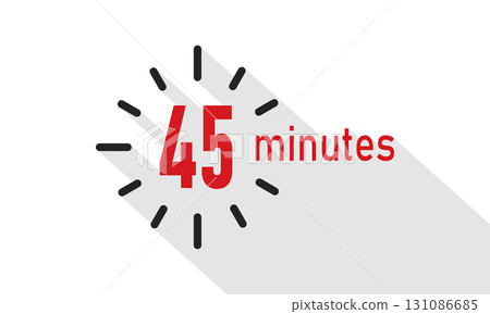 Timer icon 45 Minutes. Timer Graphic Stopwatch with Long Shadow. Timer icon 45 Minutes. Timer Graphic Stopwatch with Long Shadow. 131086685