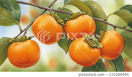 Illustration of a deliciously ripe persimmon 131086995