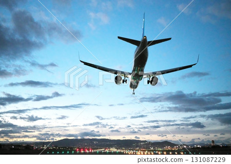 Passenger plane landing Passenger plane landing 131087229