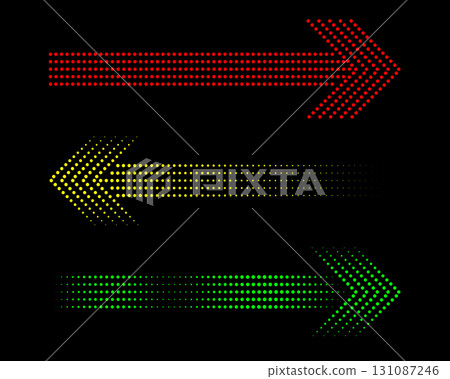 Stylish halftone Dotted Arrows on Black Background. 131087246