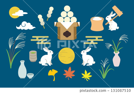 Moon viewing item illustration set 131087510