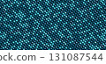 Blue LED screen background, glowing halftone backdrop. Abstract disco pattern, party decoration element. 131087544