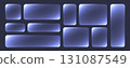 Transparent glass buttons, blue clear banners. Glowing futuristic interface templates for web design. 131087549