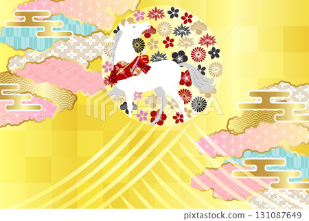 馬年賀卡十二生肖背景 馬年賀卡十二生肖背景 131087649