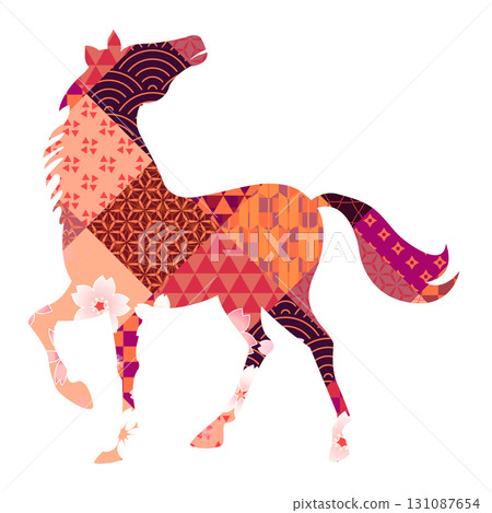 Horse New Year's card zodiac icon Horse New Year's card zodiac icon 131087654