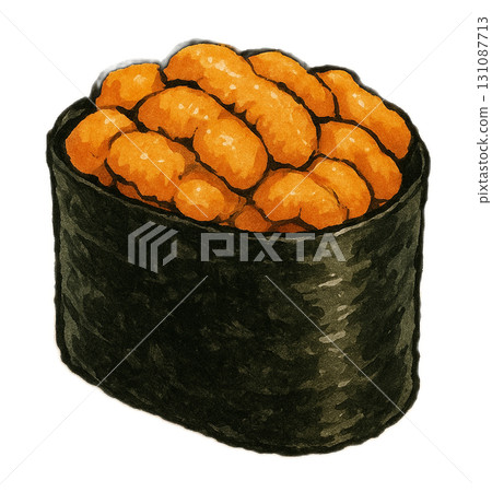 海膽軍艦壽司插圖（1個） 131087713