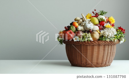 Food waste vegetable and fruit from house or restaurant on rattan basket 131087798