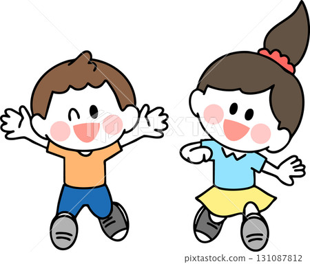 Illustration of children running 131087812