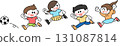Illustration of kids playing soccer 131087814