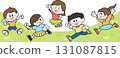 Illustration of children running in the park 131087815