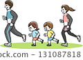 Illustration of a family running Illustration of a family running 131087818