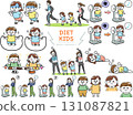 Illustration set of chubby children trying to lose weight Illustration set of chubby children trying to lose weight 131087821