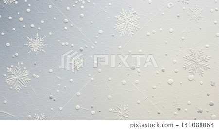 Snowflakes floating on Japanese paper texture background | Blue gradient winter material 131088063