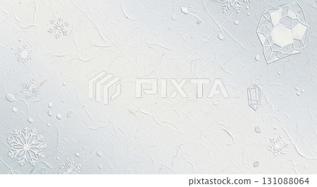 Snowflakes floating on Japanese paper texture background | Blue gradient winter material 131088064