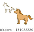 Horse illustrations: line and color set 131088220