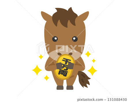 Illustration of a horse character holding a 10 million ryo gold coin | Year of the Horse material Illustration of a horse character holding a 10 million ryo gold coin | Year of the Horse material 131088430