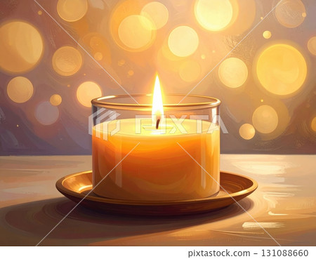 蠟燭火焰和溫暖的散景背景 131088660