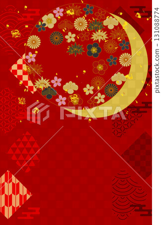 Japanese pattern New Year's card pine, bamboo, and plum background 131088774