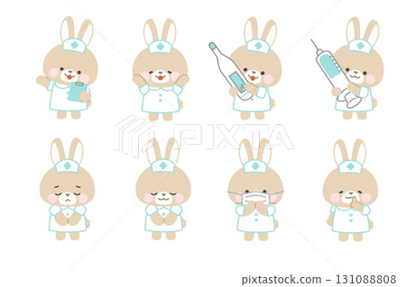 米色兔子護士姿勢套裝1無主線 131088808