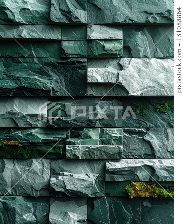 《AI Image》Stylish green stone exterior wall 131088864