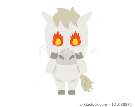 一匹目光炯炯、充滿幹勁的白馬人物插畫 | 馬年素材 一匹目光炯炯、充滿幹勁的白馬人物插畫 | 馬年素材 131088873