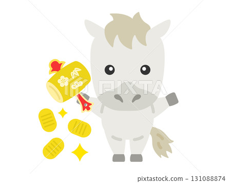 揮舞魔錘的白馬人物插畫 | 馬年素材 131088874