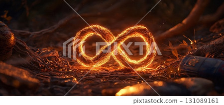 Glowing Infinity Symbol Made of Intertwined Roots 131089161