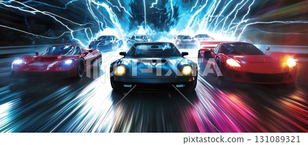 Surreal Car Show with Dynamic Visuals and Vibrant Colors Surreal Car Show with Dynamic Visuals and Vibrant Colors 131089321