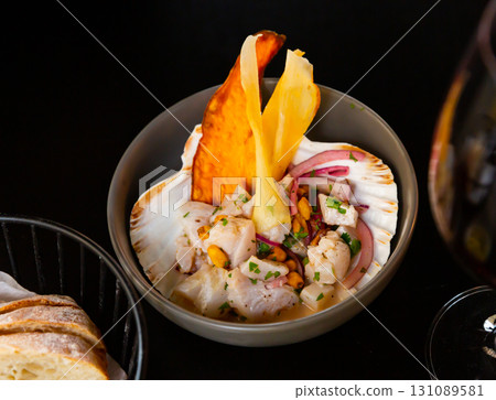Seafood ceviche, typical dish from Peru Seafood ceviche, typical dish from Peru 131089581