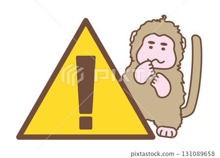 警告有猴子出沒的插圖 131089658