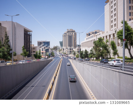 [Jordan] Zahran Street and the cityscape lined with buildings in the capital Amman 131089665