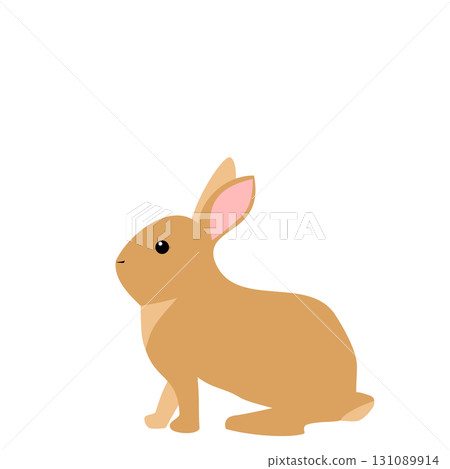 一隻棕色兔子側視的插圖 131089914