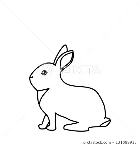 一隻側視的兔子的線條畫 131089915