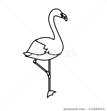 可愛的火烈鳥線條描插圖 可愛的火烈鳥線條描插圖 131089919