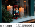 Nutcracker Sentinel Guards Festive Candles in Window 131090061