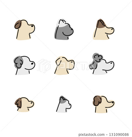 A set of various dog profile illustrations 131090086