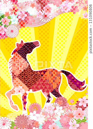 Horse New Year's card zodiac background Horse New Year's card zodiac background 131090806