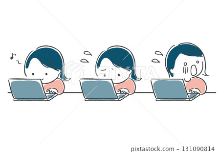 手繪女人做案頭工作 131090814