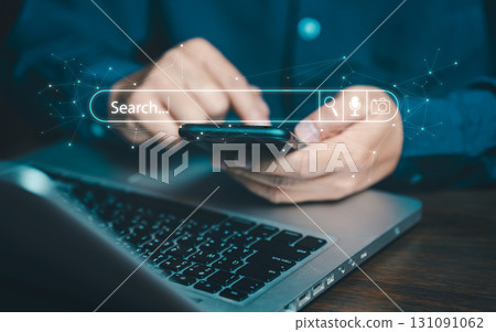 Search with AI Assistant; SEO Search Engine Optimization Concept. AI SEO icons on websites to rank search engines or perform SEO. search on screen. Artificial Intelligence data technology Search with AI Assistant; SEO Search Engine Optimization Concept. AI SEO icons on websites to rank search engines or perform SEO. search on screen. Artificial Intelligence data technology 131091062