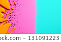 Colorful Comic Style Splash Pattern with Bright Orange and Bold Black Elements 131091223