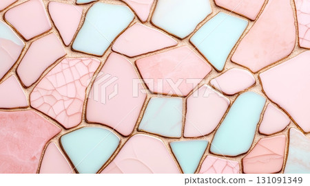 Colorful Geometric Shapes in Mosaic Arrangement with Soft Pastel Colors 131091349